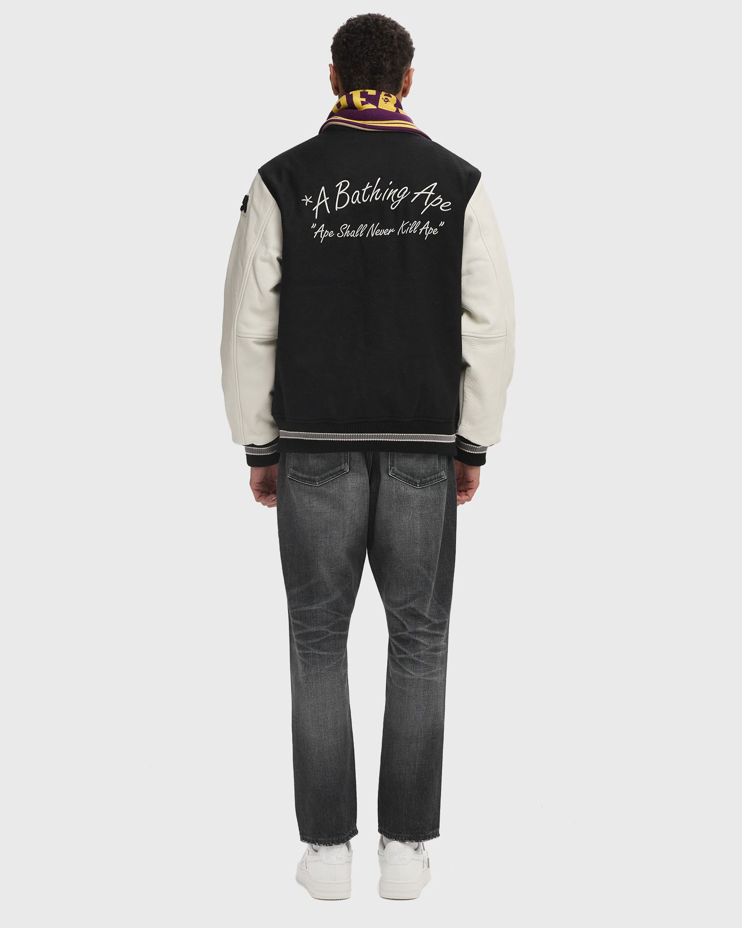 Яке бомбър BAPE Embroidery Varsity Jacket Черно | 001HJK801001MBLK, 1