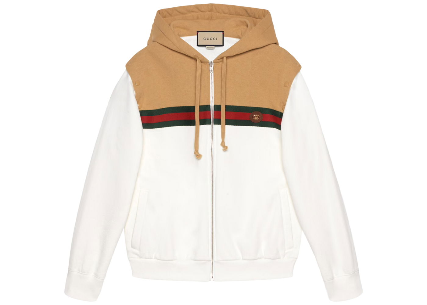 Суитчър Gucci Cotton Sweatshirt With Web Camel/Ivory Бяло | 660292 XJDHD 2109, 0
