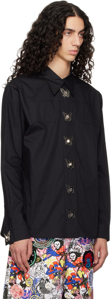Риза Chopova Lowena Chopova Lowena SSENSE Exclusive Metal Butterfly Button-Up Shirt Черно | 2321E, 1
