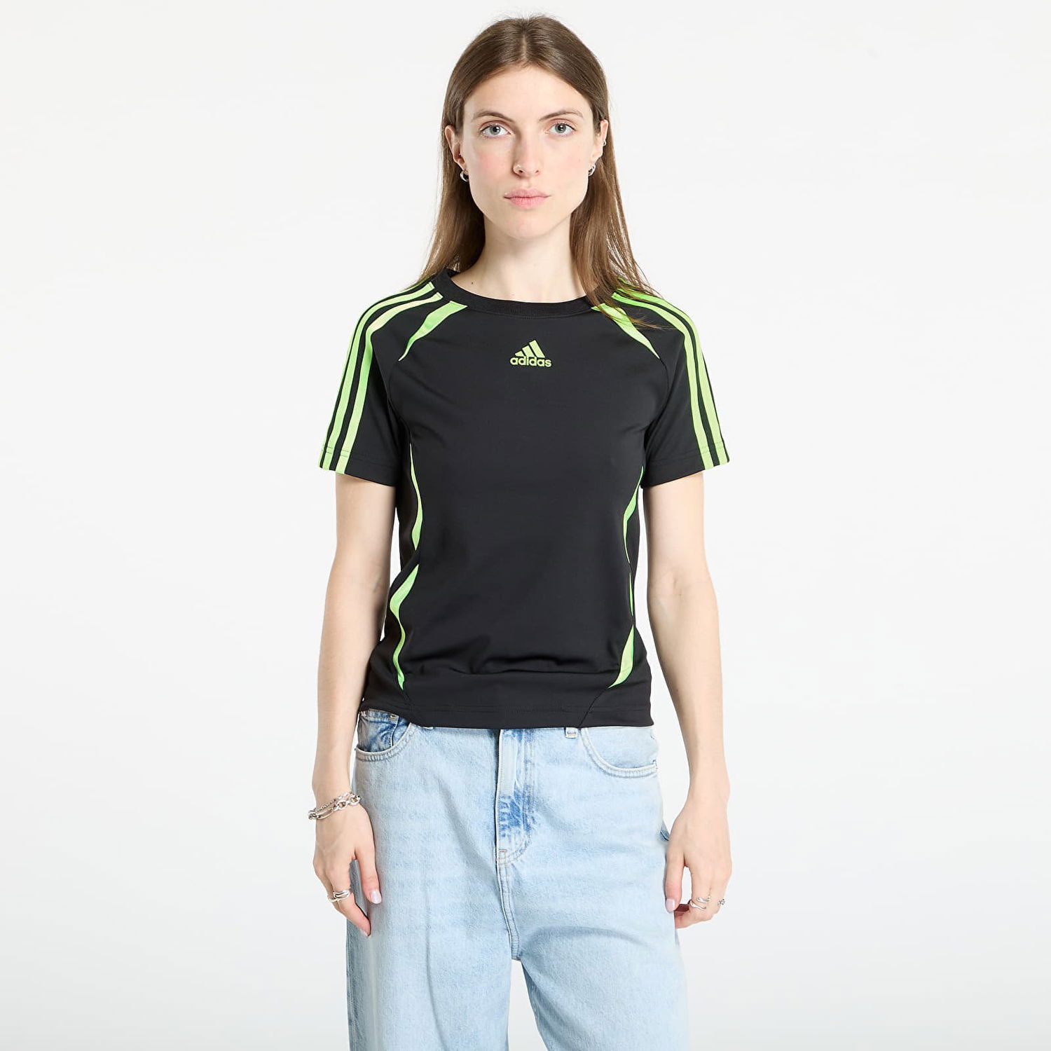 Тениска adidas Originals Teamgeist Adicolor Slim Jersey T-Shirt Черно | JZ6709, 0