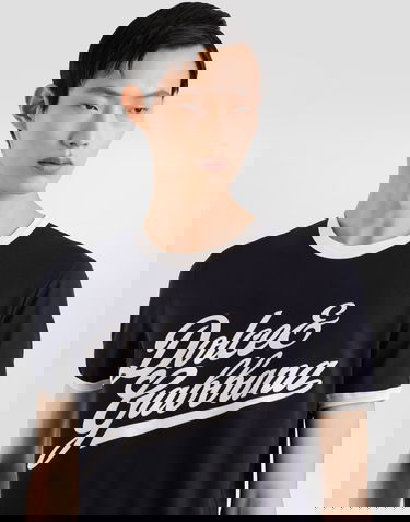Тениска Dolce & Gabbana Dolce & Gabbana Cotton T-Shirt with Flock Print Тъмно синьо | G8PV1TG7PGCB0665, 1