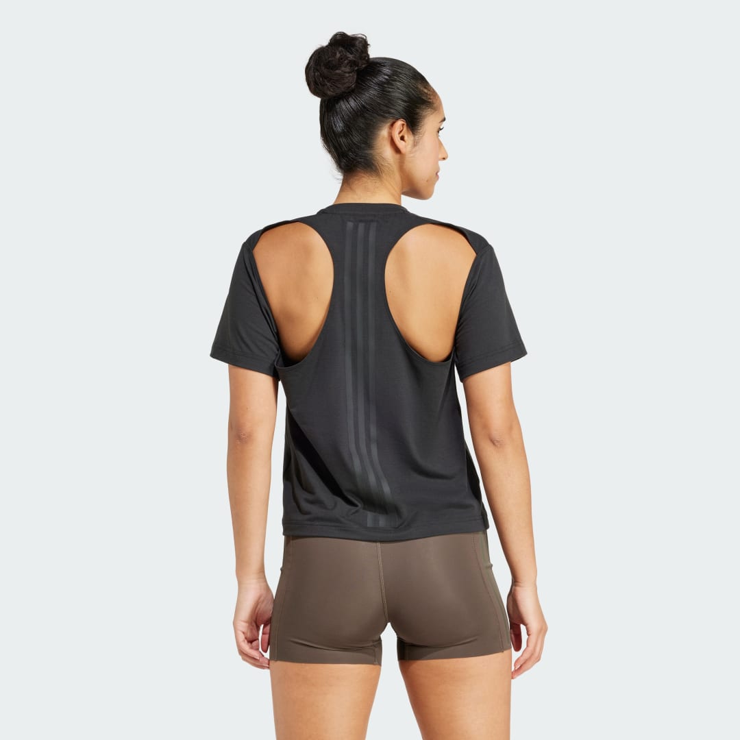 Тениска adidas Performance Power Back-Cutout 3-Stripes T-Shirt Черно | IW1497, 1