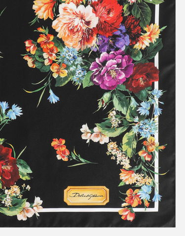 Шал Dolce & Gabbana Dolce & Gabbana 50x50 Silk Twill Floral Print Foulard Черно | FN093RGDC7BHH5PC, 3