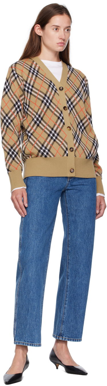 Пуловер Burberry Burberry Check Cardigan Бежово | 8110579, 3