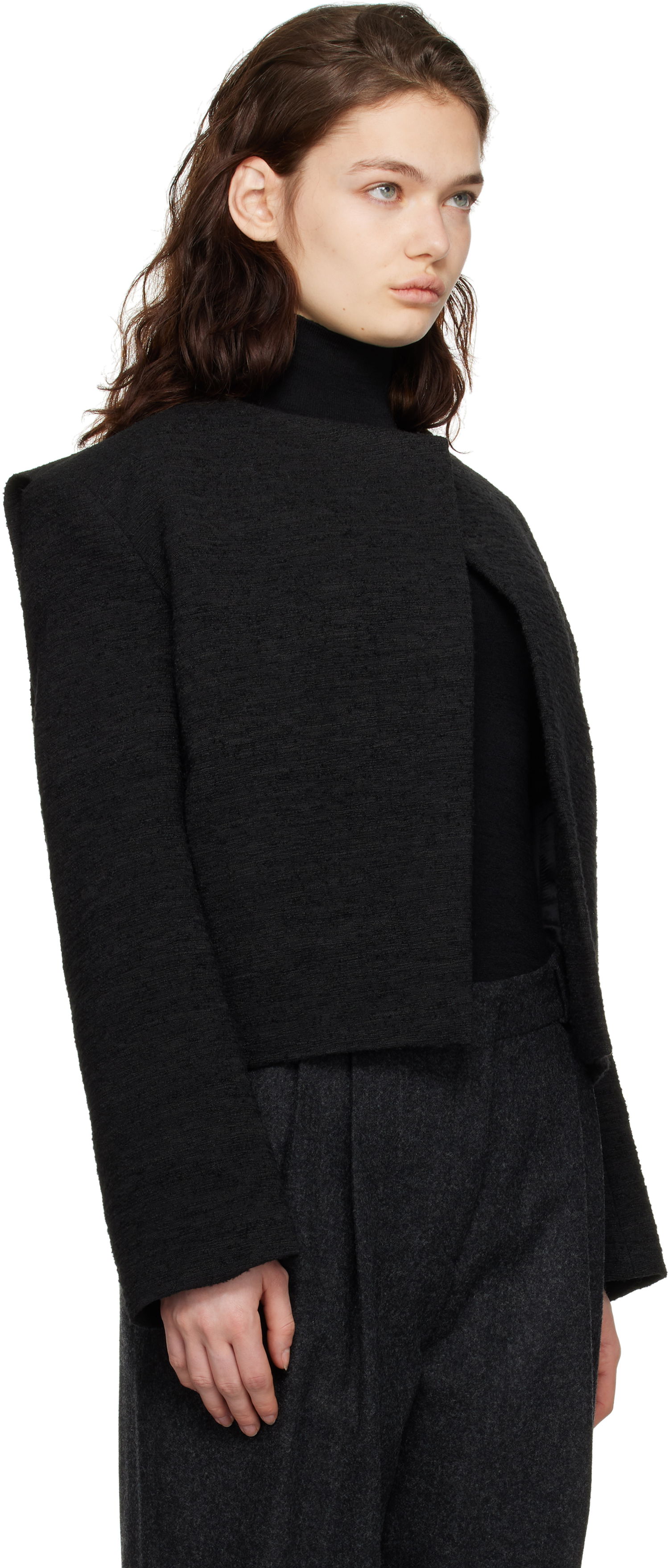 Жилетка TOTEME TOTEME Cropped Bouclé Jacket Черно | 251-WRO4309-FB0271, 1