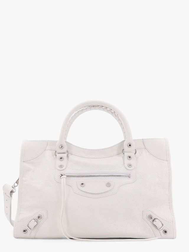 White Leather City Media Bag