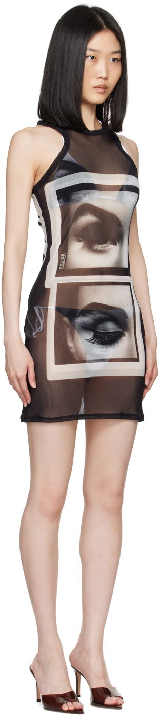 Pокля Jean Paul Gaultier Gaultier 'The Eyes And Lips' Mesh Minidress Черно | 24/30-F-RO250-T553-000201, 1