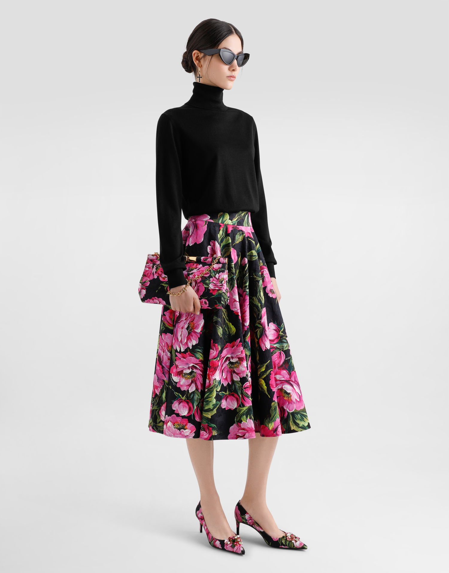 Дамска чанта Dolce & Gabbana Dolce & Gabbana Marlene Floral Print Clutch Черно | BB7672A6N03HN5KR, 1