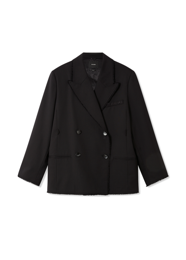 Thea Frayed Double-Breasted Blazer