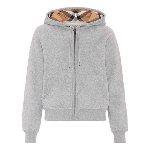 Суитчър Burberry Check-Lined Zip Hoodie Сиво | 40561701, 0