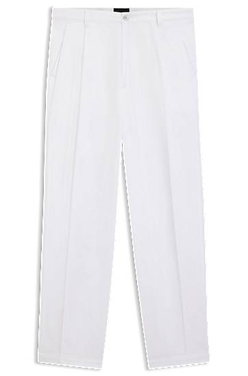 Панталони BOSS Relaxed-Fit Cotton Twill Trousers Бяло | 50546924, 0