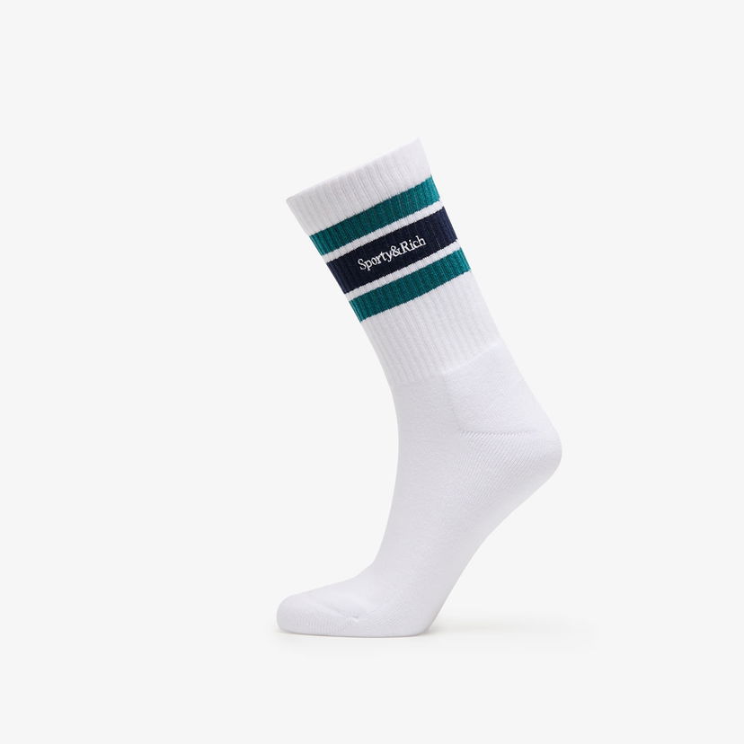 Чорапи Sporty & Rich Striped Logo Socks Бяло | AC004516300WH27