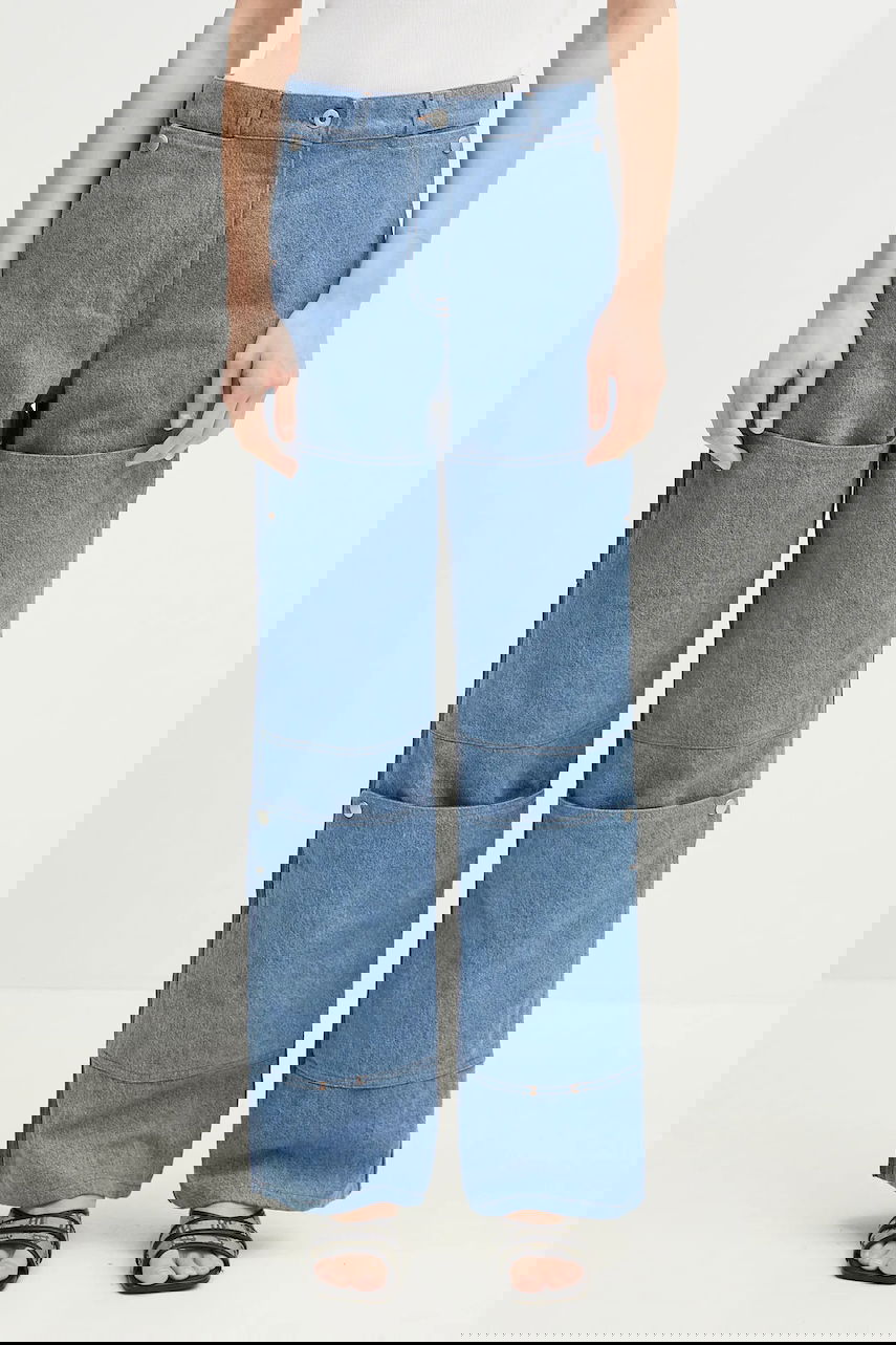 Дънки KENZO High Waist Multi-Panel Layered Jeans Синьо | FF52DP2306B4.DB, 0