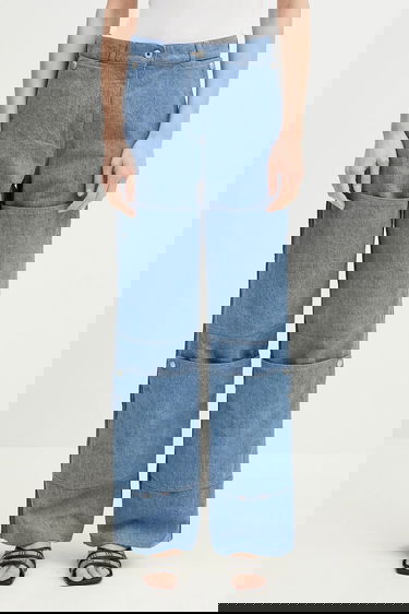 Дънки KENZO High Waist Multi-Panel Layered Jeans Синьо | FF52DP2306B4.DB, 0