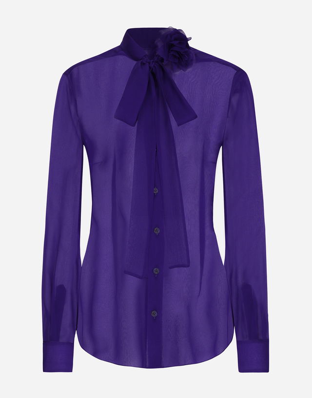 Dolce & Gabbana Chiffon Blouse with Flower Detail