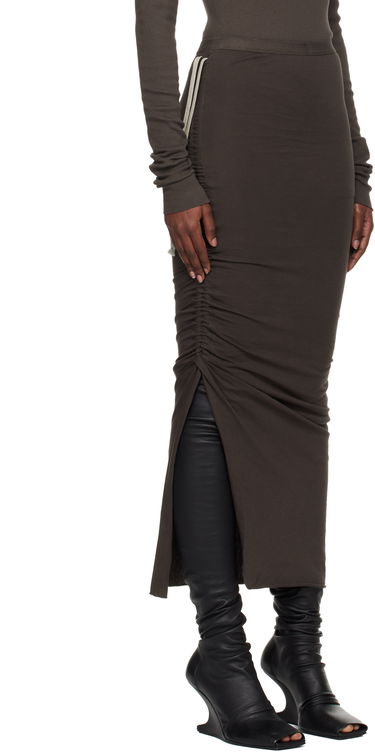 Пола Rick Owens DRKSHDW Concordians Soft Edfu Midi Skirt Кафяво | DS02E7335 RN, 1