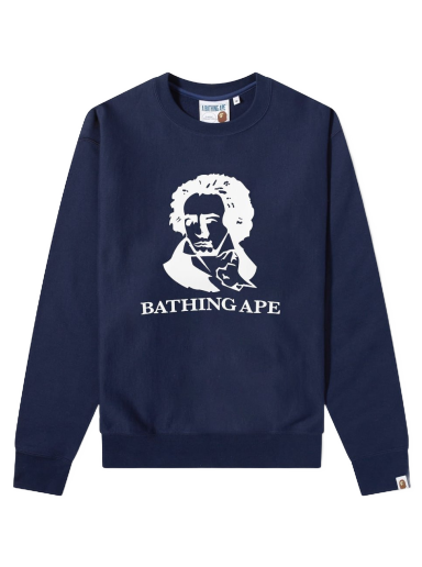 Пуловер BAPE Classic Bathing Ape Relaxed Fit Crewneck Тъмно синьо | 001SWI301011M-NVY