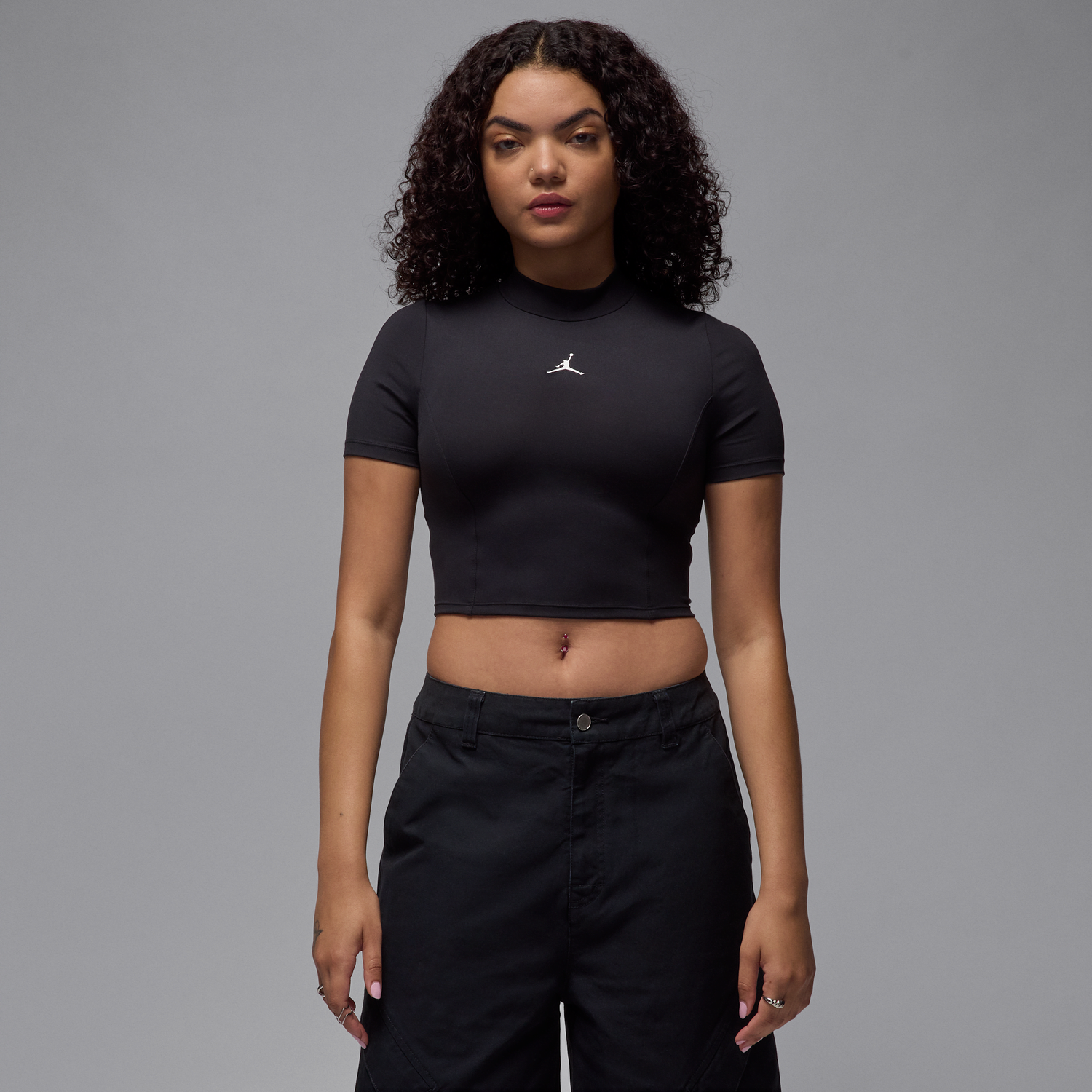Съкратен топ Jordan Jordan Knit Crop Short Sleeve Top Черно | HJ0083-010, 0