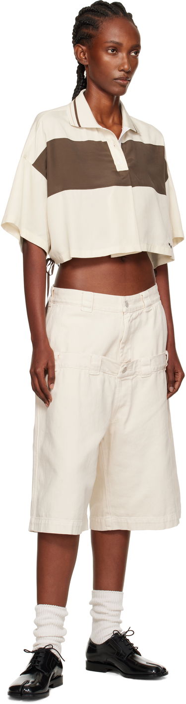 Поло тениска We11done Cropped Side Ribbon Polo Бежово | WD-BL2-25-101-W-IV, 3