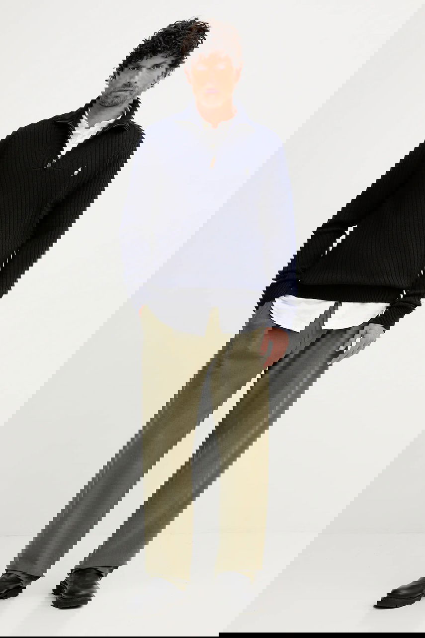 Пуловер Polo by Ralph Lauren Ribbed Quarter-Zip Sweater Тъмно синьо | 710974167, 1