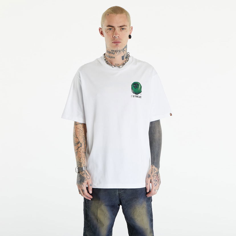 Тениска BAPE A BATHING APE 3D Art Ape Head Relaxed Fit Tee White Бяло | 001TEK301317M WHT