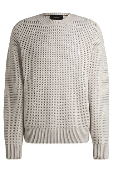 Пуловер BOSS BOSS Relaxed Fit Virgin Wool and Cashmere Sweater Сиво | 50530877, 0