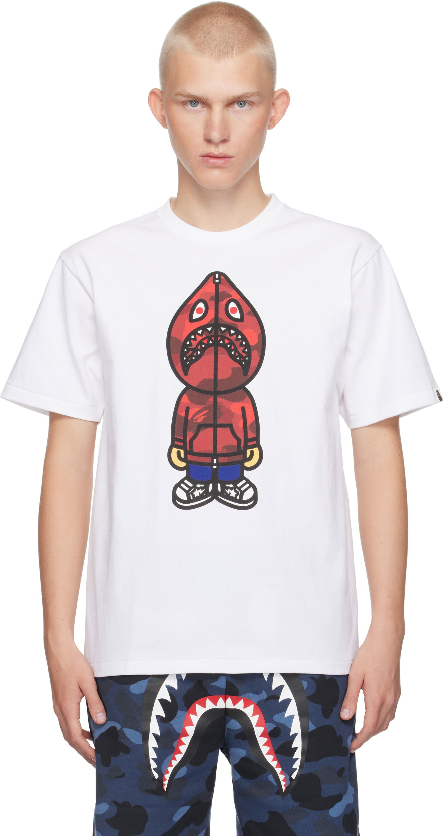 Тениска BAPE Shark Classic T-shirt Бяло | 002TEK301006M, 0