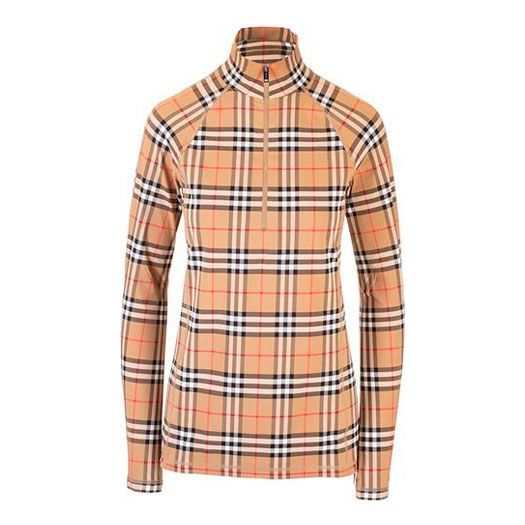 Пуловер Burberry Burberry Vintage Plaid Quarter-Zip Top Бежово | 80245721, 0