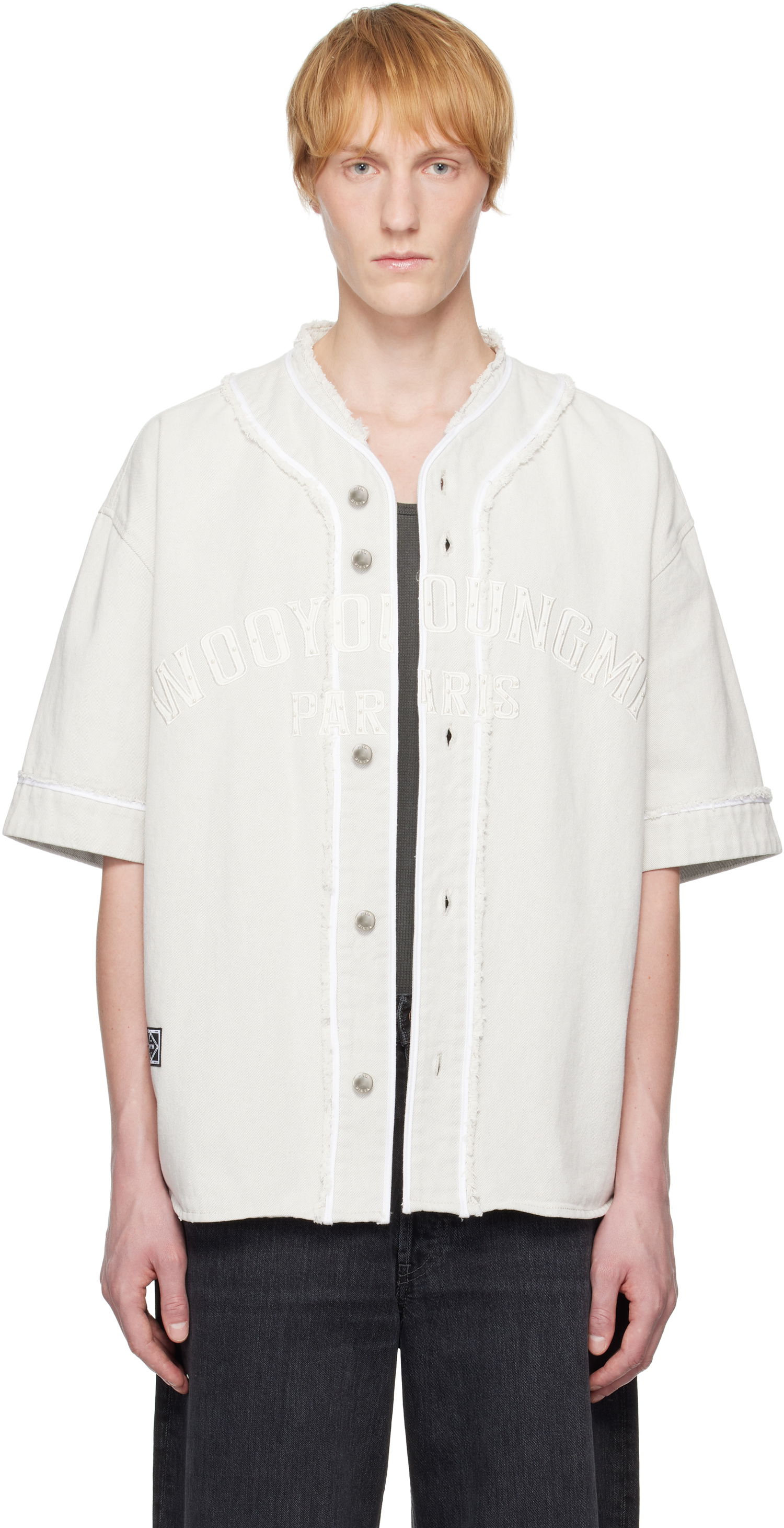 Риза WOOYOUNGMI WOOYOUNGMI Baseball Logo Shirt Бяло | W251SH32, 0