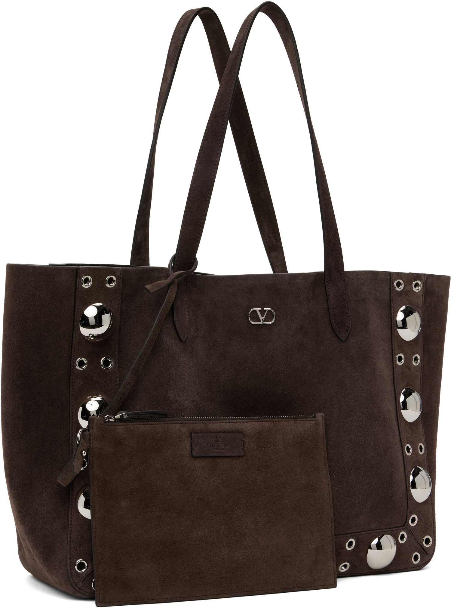 Голяма пазарска чанта Valentino Valentino Garavani Medium Nellcôte Suede Shopping Tote Кафяво | 6W0B0R79JET, 1