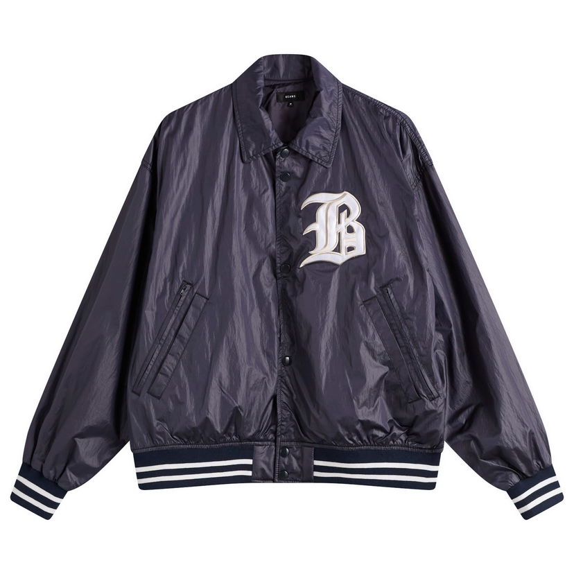 Яке бомбър BEAMS BEAMS Satin Varsity Jacket Тъмно синьо | 1118-3294-139-79