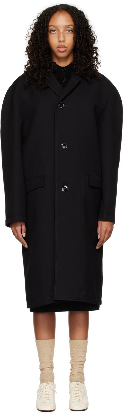 Палта LEMAIRE Lemaire Crombie Wool-Blend Long Coat Черно | CO180 LF801