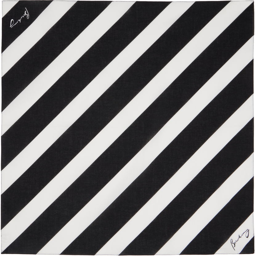 Шал Burberry Striped Cotton Scarf Черно | 8101581