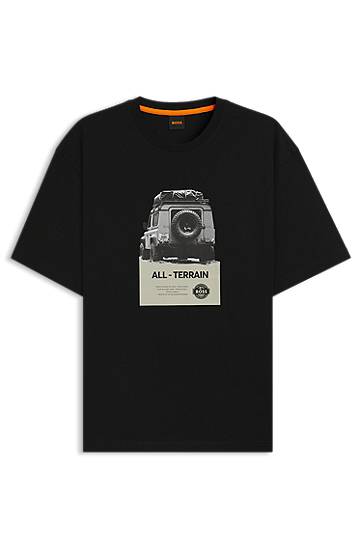 Тениска BOSS Relaxed-Fit Cotton Jersey T-Shirt with All-Terrain Graphic Черно | 50546958, 0