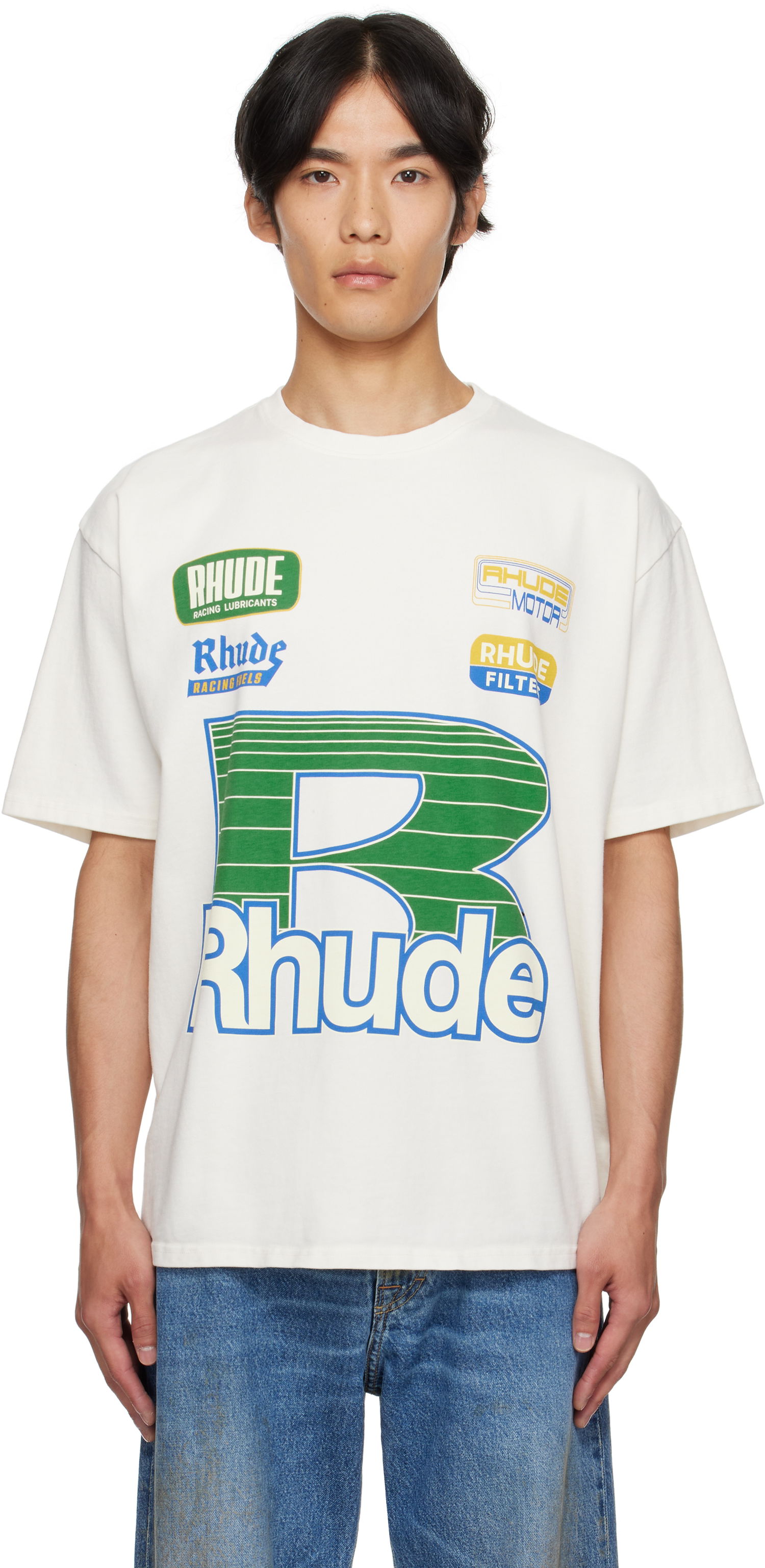 Тениска Rhude Rhude Roadway Racing T-Shirt Бяло | RHPF25TT11012, 0