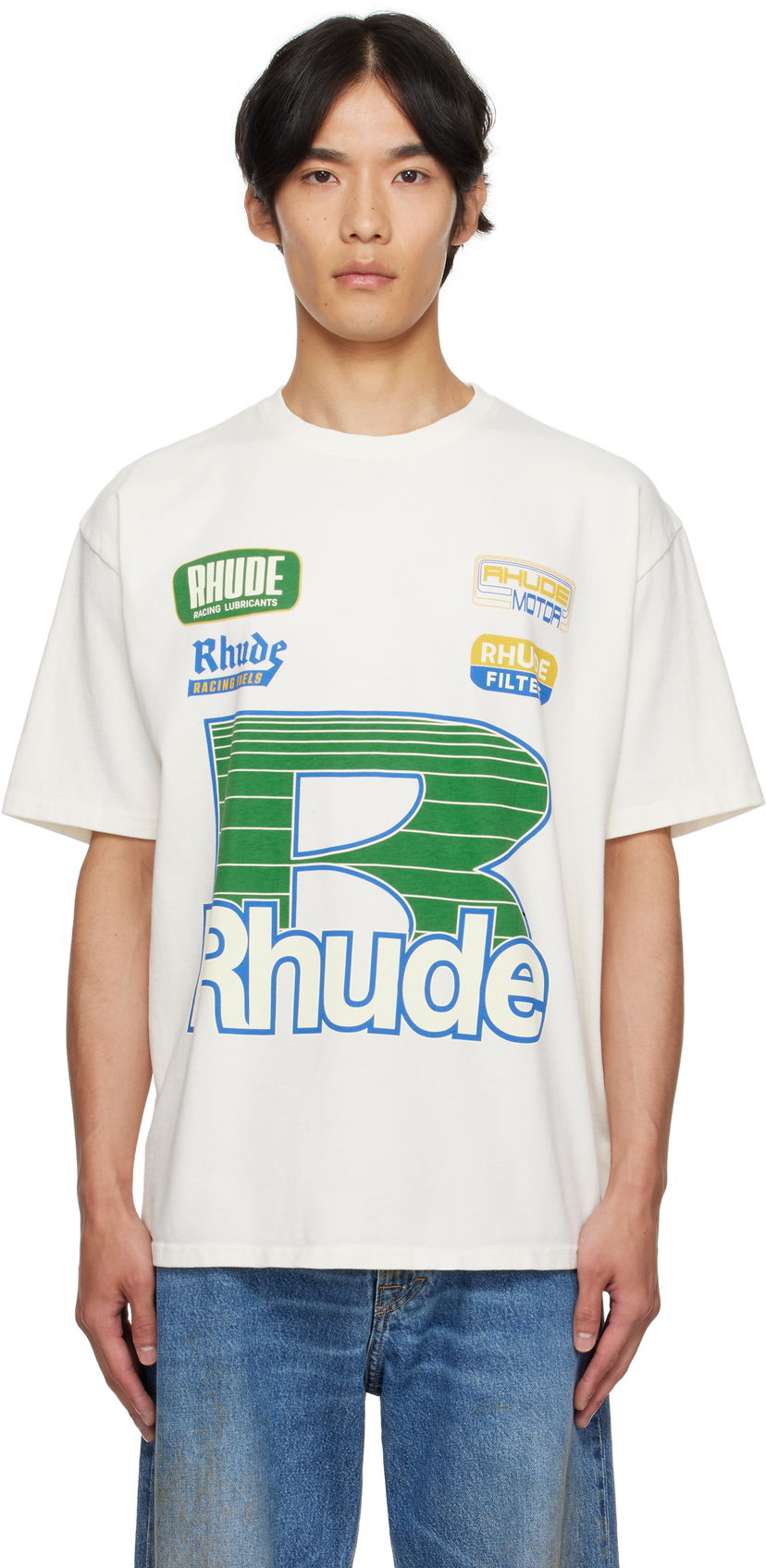 Тениска Rhude Rhude Roadway Racing T-Shirt Бяло | RHPF25TT11012