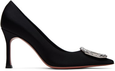 Кецове и обувки Amina Muaddi Satin Pumps With Crystal Buckle Черно | CAMELIA PUMP 90 SR SATIN, 0