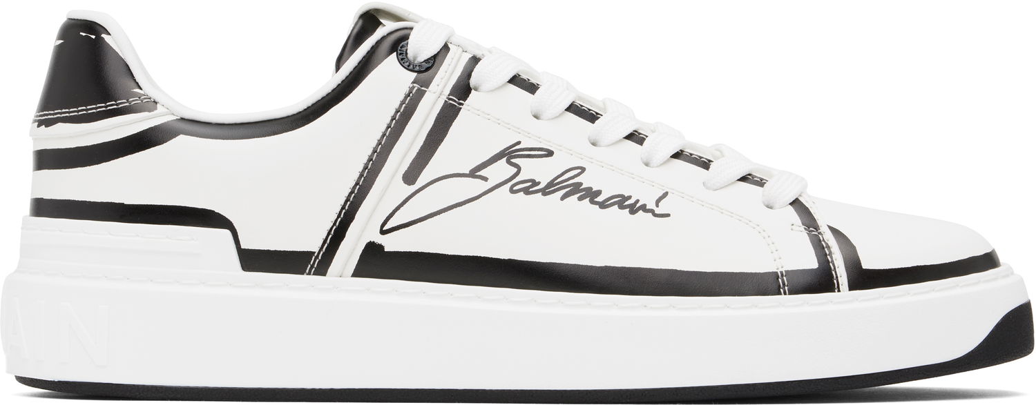 Кецове и обувки Balmain Balmain B-Court Printed Calfskin Бяло | EM1VI288LCLP, 0
