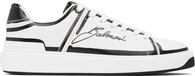 Кецове и обувки Balmain Balmain B-Court Printed Calfskin Бяло | EM1VI288LCLP