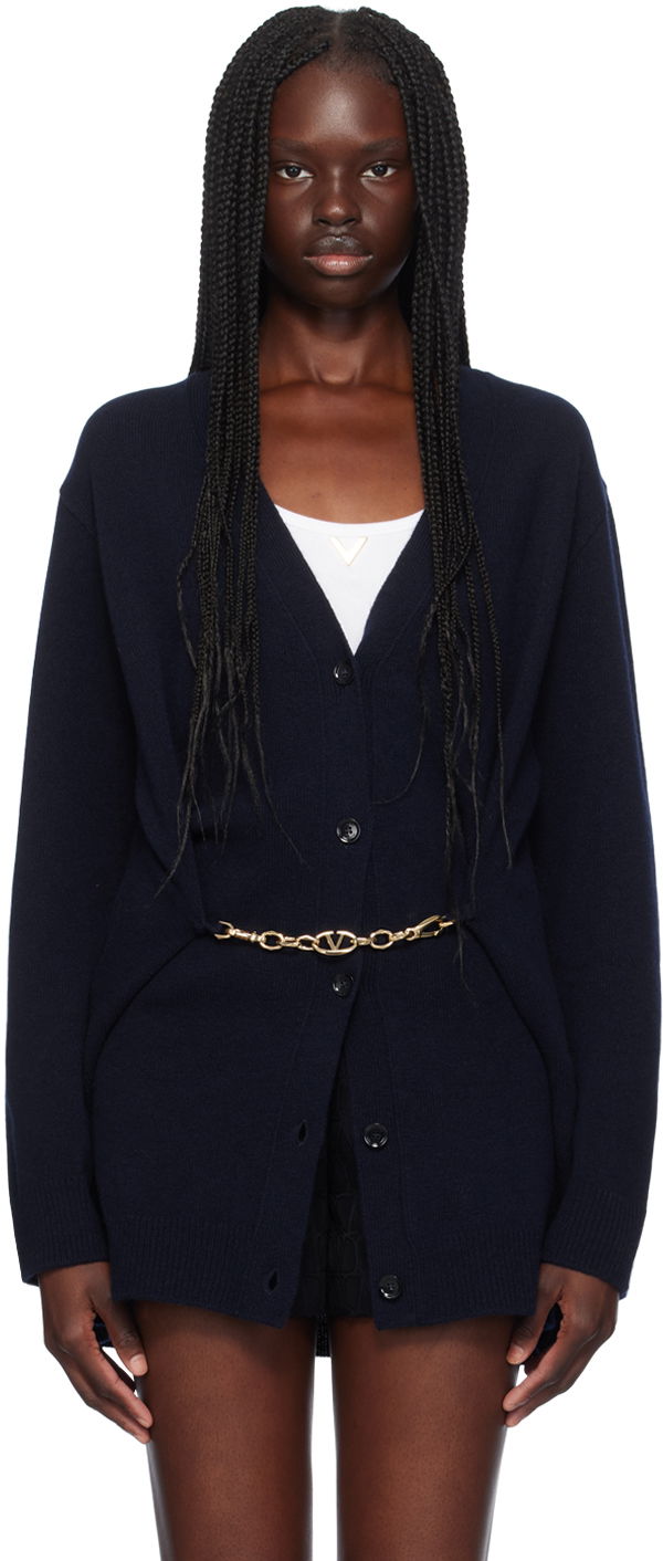 Пуловер Valentino Navy Virgin Wool Cardigan Черно | 5B3KA08F8PL