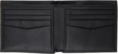 Портфейл BOSS BOSS Bifold Leather Wallet with Logo Lettering Черно | 50529496, 2