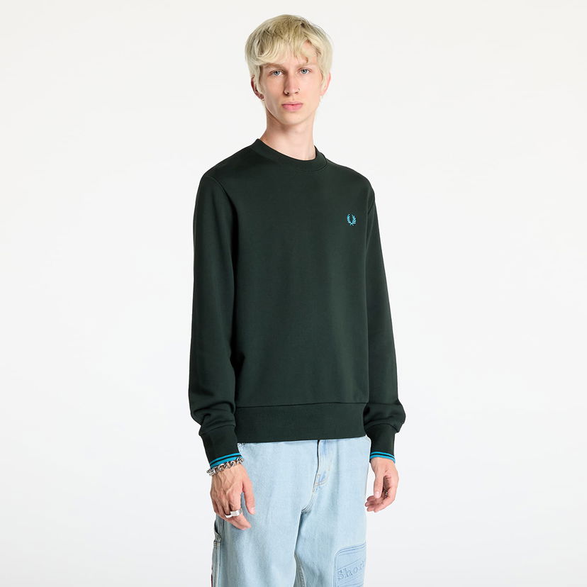 Суитчър Fred Perry Crew Neck Sweatshirt Night Green/ Ocean Зелено | M7535 W64