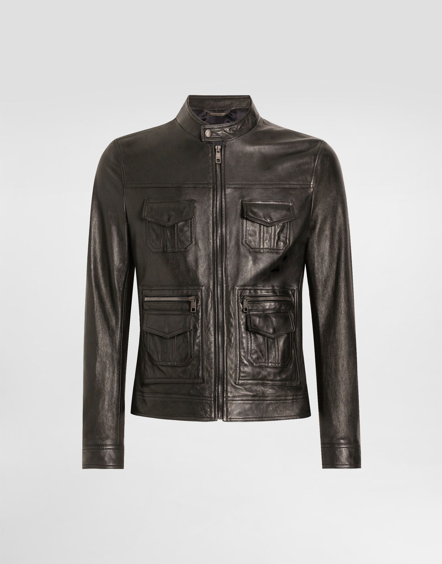 Яке Dolce & Gabbana Dolce & Gabbana Leather Moto Jacket With Pockets Черно | G9BGGLHULVSN0000, 0