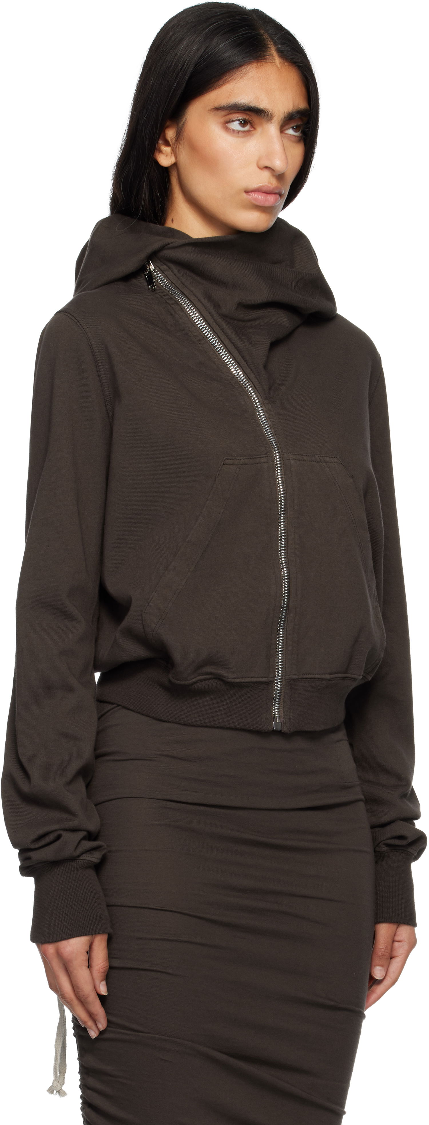 Суитчър Rick Owens Concordians Mountain Asymmetrical Zip Hoodie Кафяво | DS02E7247 RIG, 1