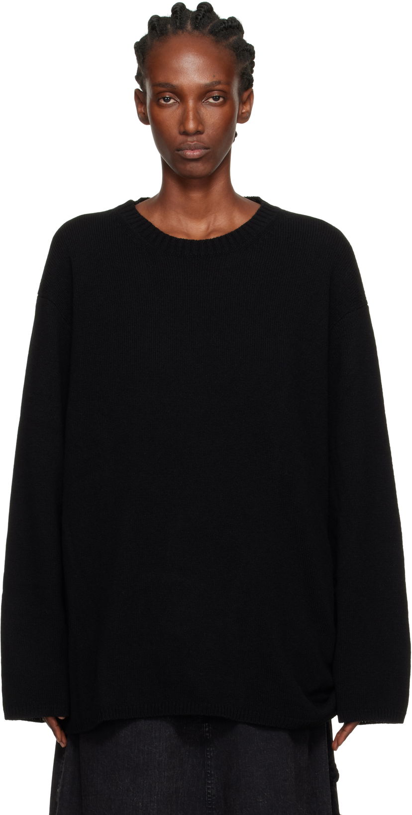 Пуловер Yohji Yamamoto YOHJI YAMAMOTO String Round Neck Sweater Черно | HL-K04-184