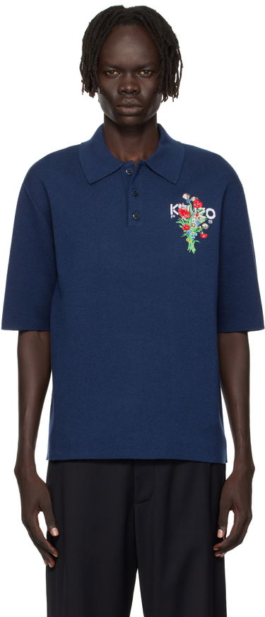 Поло тениска KENZO Kenzo 'KENZO Archive Bouquet' Embroidered Polo Shirt Тъмно синьо | FF65PO7633BG, 0