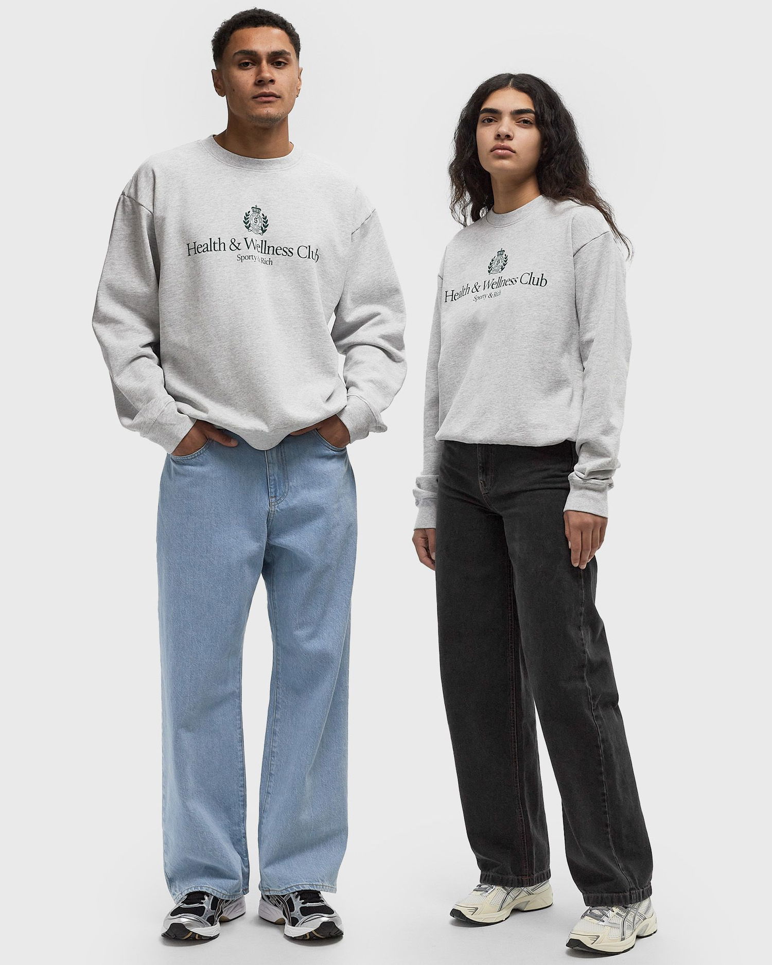 Суитчър Sporty & Rich H&W Crest Crewneck Sweatshirt Сиво | ST071511241GY03, 1