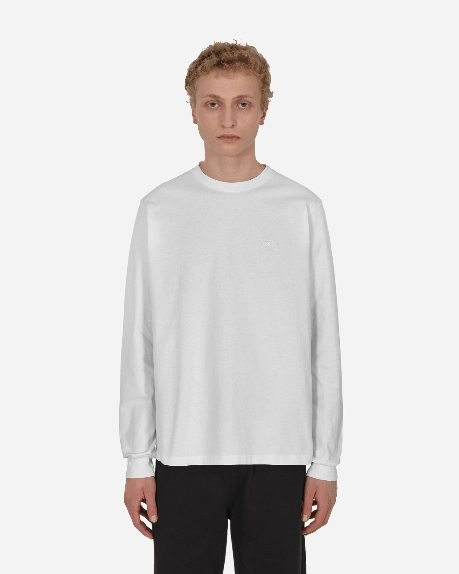 Тениска Stüssy Stock Logo Longsleeve T-Shirt Бяло | 1140242 WHIT, 0