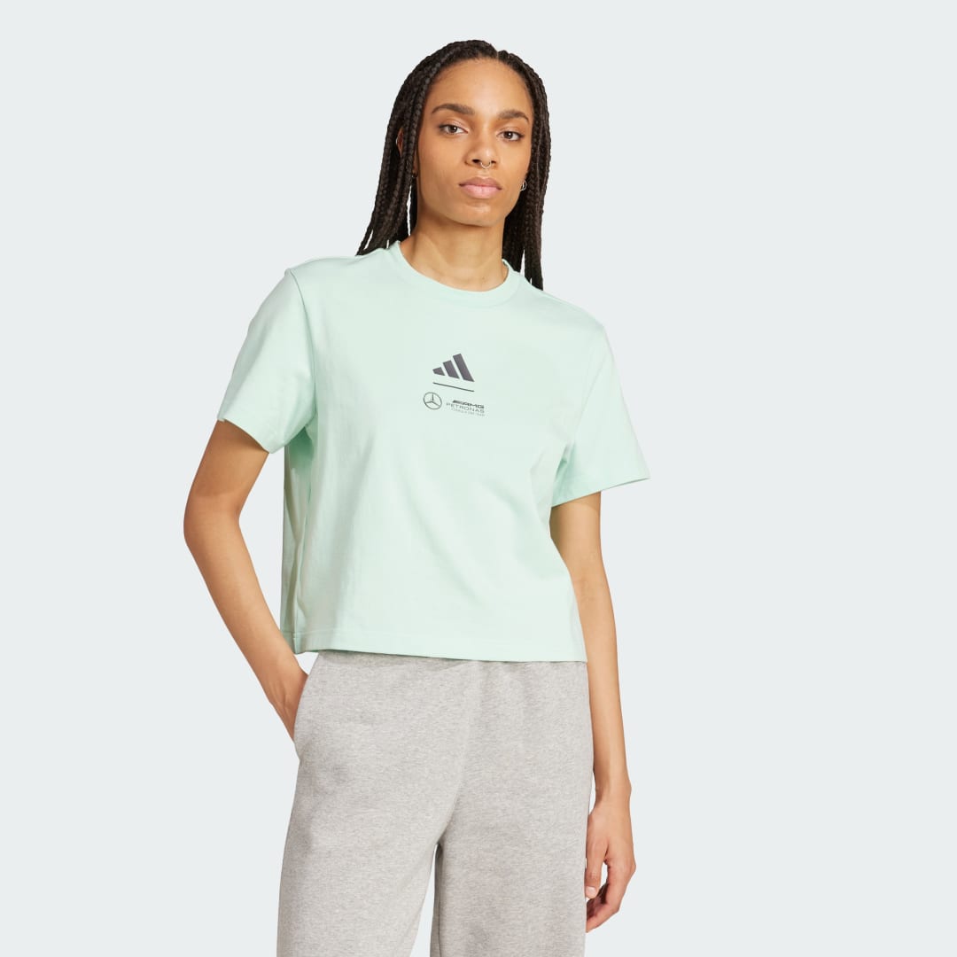 Съкратен топ adidas Performance Mercedes - AMG Petronas Formula One Team Cropped T-Shirt Зелено | JY3077, 0