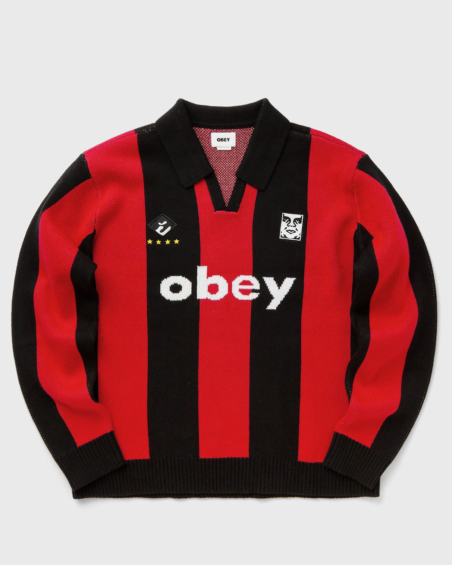 Пуловер OBEY Striped Soccer Jersey Sweater Червено | 151000090-RDM, 0